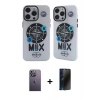 MARSİLYAN™- iPhone 12 Pro Max Kılıf Nova Doku Koleksiyonu - Siyah 3D Antistatik Hayalet Cam Ekran Koruyucu + Neon Fosforlu Kamera Lens - BZ