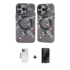 MARSİLYAN™- iPhone 12 Pro Max Kılıf Nova Doku Koleksiyonu - Siyah 3D Antistatik Hayalet Cam Ekran Koruyucu + Shine Kamera Lens - LT