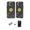 MARSİLYAN™- iPhone 12 Pro Max Kılıf Nova Doku Koleksiyonu - Siyah 3D Antistatik Hayalet Cam Ekran Koruyucu + Shine Kamera Lens Koruma Cam - SABE