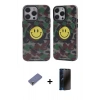 MARSİLYAN™- iPhone 12 Pro Max Kılıf Nova Doku Koleksiyonu - Siyah 3D Antistatik Hayalet Cam Ekran Koruyucu + Metal Kamera Lens Koruma Cam - GD