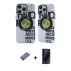 MARSİLYAN™- iPhone 12 Pro Max Kılıf Nova Doku Koleksiyonu - Siyah 3D Antistatik Hayalet Cam Ekran Koruyucu + Metal Kamera Lens Koruma Cam - GD