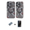 MARSİLYAN™- iPhone 12 Pro Max Kılıf Nova Doku Koleksiyonu - Siyah 3D Antistatik Hayalet Cam Ekran Koruyucu + Shine Kamera Lens Koruma Cam - SH