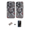 MARSİLYAN™- iPhone 12 Pro Max Kılıf Nova Doku Koleksiyonu - Siyah 3D Antistatik Hayalet Cam Ekran Koruyucu + Shine Kamera Lens Koruma Cam - SABE