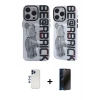 MARSİLYAN™- iPhone 12 Pro Max Kılıf Nova Doku Koleksiyonu - Siyah 3D Antistatik Hayalet Cam Ekran Koruyucu + Shine Kamera Lens - LT
