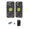 MARSİLYAN™- iPhone 12 Pro Max Kılıf Nova Doku Koleksiyonu - Siyah 3D Antistatik Hayalet Cam Ekran Koruyucu + Renkli Kamera Lens Koruma Cam - YL