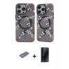 MARSİLYAN™- iPhone 12 Pro Max Kılıf Nova Doku Koleksiyonu - Siyah 3D Antistatik Hayalet Cam Ekran Koruyucu + Renkli Kamera Lens Koruma Cam - SI