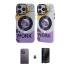 MARSİLYAN™- iPhone 12 Pro Max Kılıf Nova Doku Koleksiyonu - Siyah 3D Antistatik Hayalet Cam Ekran Koruyucu + Neon Fosforlu Kamera Lens - BZ
