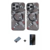 MARSİLYAN™- iPhone 12 Pro Max Kılıf Nova Doku Koleksiyonu - Siyah 3D Antistatik Hayalet Cam Ekran Koruyucu + Metal Kamera Lens Koruma Cam - KI