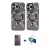 MARSİLYAN™- iPhone 12 Pro Max Kılıf Nova Doku Koleksiyonu - Siyah 3D Antistatik Seramik Nano Ekran Koruyucu + Yeşil Neon Fosforlu Kamera Lens