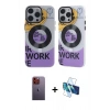 MARSİLYAN™- iPhone 12 Pro Max Kılıf Nova Doku Koleksiyonu - Siyah 3D Antistatik Seramik Nano Ekran Koruyucu + Neon Fosforlu Kamera Lens - TU