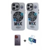 MARSİLYAN™- iPhone 12 Pro Max Kılıf Nova Doku Koleksiyonu - Siyah 3D Antistatik Seramik Nano Ekran Koruyucu + Neon Fosforlu Kamera Lens - TU