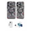 MARSİLYAN™- iPhone 12 Pro Max Kılıf Nova Doku Koleksiyonu - Siyah 3D Antistatik Seramik Nano Ekran Koruyucu + Shine Kamera Lens - LT