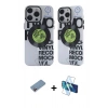 MARSİLYAN™- iPhone 12 Pro Max Kılıf Nova Doku Koleksiyonu - Siyah 3D Antistatik Seramik Nano Ekran Koruyucu + Shine Kamera Lens Koruma Cam - PE