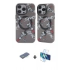 MARSİLYAN™- iPhone 12 Pro Max Kılıf Nova Doku Koleksiyonu - Siyah 3D Antistatik Seramik Nano Ekran Koruyucu + Renkli Kamera Lens Koruma Cam - YL
