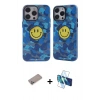 MARSİLYAN™- iPhone 12 Pro Max Kılıf Nova Doku Koleksiyonu - Siyah 3D Antistatik Seramik Nano Ekran Koruyucu + Sierra Blue Shine Kamera Lens Koruma Cam