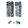 MARSİLYAN™- iPhone 12 Pro Max Kılıf Nova Doku Koleksiyonu - Siyah 3D Antistatik Seramik Nano Ekran Koruyucu + Metal Kamera Lens Koruma Cam - KI