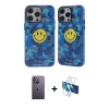 MARSİLYAN™- iPhone 12 Pro Max Kılıf Nova Doku Koleksiyonu - Siyah 3D Antistatik Seramik Nano Ekran Koruyucu + Beyaz Neon Fosforlu Kamera Lens