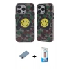 MARSİLYAN™- iPhone 12 Pro Max Kılıf Nova Doku Koleksiyonu - Siyah 5D Eko Cam Ekran Koruyucu + Shine Kamera Lens Koruma Cam - GI