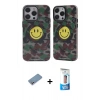 MARSİLYAN™- iPhone 12 Pro Max Kılıf Nova Doku Koleksiyonu - Siyah 5D Eko Cam Ekran Koruyucu + Gümüş Shine Kamera Lens Koruma Cam