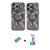 MARSİLYAN™- iPhone 12 Pro Max Kılıf Nova Doku Koleksiyonu - Siyah 5D Eko Cam Ekran Koruyucu + Gümüş Shine Kamera Lens Koruma Cam