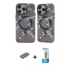 MARSİLYAN™- iPhone 12 Pro Max Kılıf Nova Doku Koleksiyonu - Siyah 5D Eko Cam Ekran Koruyucu + Mavi Renkli Kamera Lens Koruma Cam