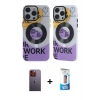 MARSİLYAN™- iPhone 12 Pro Max Kılıf Nova Doku Koleksiyonu - Siyah 5D Eko Cam Ekran Koruyucu + Neon Fosforlu Kamera Lens - TU