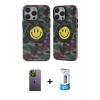 MARSİLYAN™- iPhone 12 Pro Max Kılıf Nova Doku Koleksiyonu - Siyah 5D Eko Cam Ekran Koruyucu + Neon Fosforlu Kamera Lens - YL
