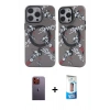 MARSİLYAN™- iPhone 12 Pro Max Kılıf Nova Doku Koleksiyonu - Siyah 5D Eko Cam Ekran Koruyucu + Neon Fosforlu Kamera Lens - TU