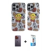 MARSİLYAN™- iPhone 12 Pro Max Kılıf Nova Doku Koleksiyonu - Siyah 5D Eko Cam Ekran Koruyucu + Neon Fosforlu Kamera Lens - TU