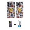 MARSİLYAN™- iPhone 12 Pro Max Kılıf Nova Doku Koleksiyonu - Siyah 5D Eko Cam Ekran Koruyucu + Neon Fosforlu Kamera Lens - YL