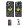 MARSİLYAN™- iPhone 12 Pro Max Kılıf Nova Doku Koleksiyonu - Siyah 5D Eko Cam Ekran Koruyucu + Neon Fosforlu Kamera Lens - TU