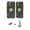 MARSİLYAN™- iPhone 12 Pro Max Kılıf Nova Doku Koleksiyonu - Siyah 5D Eko Cam Ekran Koruyucu + Renkli Kamera Lens Koruma Cam - TU