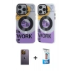 MARSİLYAN™- iPhone 12 Pro Max Kılıf Nova Doku Koleksiyonu - Siyah 5D Eko Cam Ekran Koruyucu + Sarı Neon Fosforlu Kamera Lens