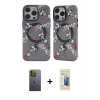 MARSİLYAN™- iPhone 12 Pro Max Kılıf Nova Doku Koleksiyonu - Siyah 6D Mat Seramik Hayalet Nano Ekran Koruyucu + Neon Fosforlu Kamera Lens - YL