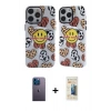 MARSİLYAN™- iPhone 12 Pro Max Kılıf Nova Doku Koleksiyonu - Siyah 6D Mat Seramik Hayalet Nano Ekran Koruyucu + Neon Fosforlu Kamera Lens - MI