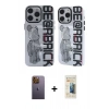 MARSİLYAN™- iPhone 12 Pro Max Kılıf Nova Doku Koleksiyonu - Siyah 6D Mat Seramik Hayalet Nano Ekran Koruyucu + Sarı Neon Fosforlu Kamera Lens