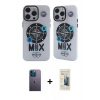 MARSİLYAN™- iPhone 12 Pro Max Kılıf Nova Doku Koleksiyonu - Siyah 6D Mat Seramik Hayalet Nano Ekran Koruyucu + Neon Fosforlu Kamera Lens - MI