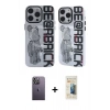 MARSİLYAN™- iPhone 12 Pro Max Kılıf Nova Doku Koleksiyonu - Siyah 6D Mat Seramik Hayalet Nano Ekran Koruyucu + Neon Fosforlu Kamera Lens - BZ