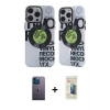 MARSİLYAN™- iPhone 12 Pro Max Kılıf Nova Doku Koleksiyonu - Siyah 6D Mat Seramik Hayalet Nano Ekran Koruyucu + Neon Fosforlu Kamera Lens - MI