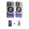 MARSİLYAN™- iPhone 12 Pro Max Kılıf Nova Doku Koleksiyonu - Siyah 6D Mat Seramik Hayalet Nano Ekran Koruyucu + Neon Fosforlu Kamera Lens - TU