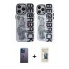 MARSİLYAN™- iPhone 12 Pro Max Kılıf Nova Doku Koleksiyonu - Siyah 6D Mat Seramik Hayalet Nano Ekran Koruyucu + Neon Fosforlu Kamera Lens - MI