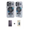 MARSİLYAN™- iPhone 12 Pro Max Kılıf Nova Doku Koleksiyonu - Siyah 6D Mat Seramik Hayalet Nano Ekran Koruyucu + Neon Fosforlu Kamera Lens - BZ