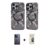 MARSİLYAN™- iPhone 12 Pro Max Kılıf Nova Doku Koleksiyonu - Siyah 6D Mat Seramik Hayalet Nano Ekran Koruyucu + Neon Fosforlu Kamera Lens - MI