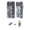 MARSİLYAN™- iPhone 12 Pro Max Kılıf Nova Doku Koleksiyonu - Siyah Bilvis Hayalet Cam Ekran Koruyucu + Shine Kamera Lens Koruma Cam - GI