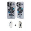 MARSİLYAN™- iPhone 12 Pro Max Kılıf Nova Doku Koleksiyonu - Siyah Bilvis Hayalet Cam Ekran Koruyucu + Lacivert Shine Kamera Lens