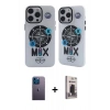 MARSİLYAN™- iPhone 12 Pro Max Kılıf Nova Doku Koleksiyonu - Siyah Bilvis Hayalet Cam Ekran Koruyucu + Neon Fosforlu Kamera Lens - MI