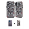 MARSİLYAN™- iPhone 12 Pro Max Kılıf Nova Doku Koleksiyonu - Siyah Bilvis Hayalet Cam Ekran Koruyucu + Neon Fosforlu Kamera Lens - MI