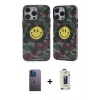 MARSİLYAN™- iPhone 12 Pro Max Kılıf Nova Doku Koleksiyonu - Siyah Bilvis Hayalet Cam Ekran Koruyucu + Neon Fosforlu Kamera Lens - MI