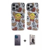 MARSİLYAN™- iPhone 12 Pro Max Kılıf Nova Doku Koleksiyonu - Siyah Bilvis Hayalet Cam Ekran Koruyucu + Neon Fosforlu Kamera Lens - MI