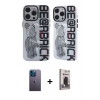 MARSİLYAN™- iPhone 12 Pro Max Kılıf Nova Doku Koleksiyonu - Siyah Bilvis Hayalet Cam Ekran Koruyucu + Neon Fosforlu Kamera Lens - MI